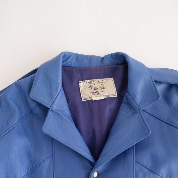 Women's Blue Leather Jacket - Picture 13 of 14